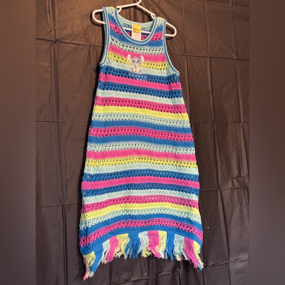 Stitch crocheted Colorful Striped Kids Dress